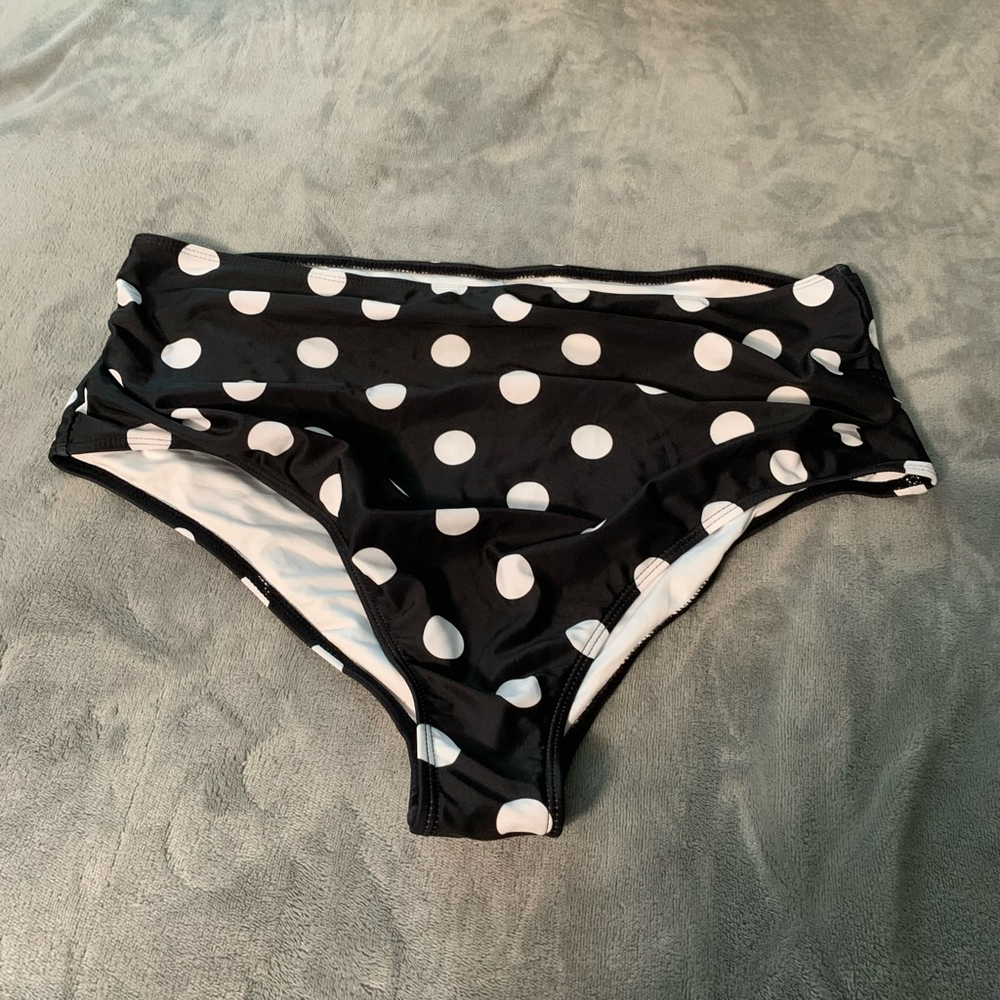 Women's Unbranded Swim Bottoms XXL Black Polka Dot